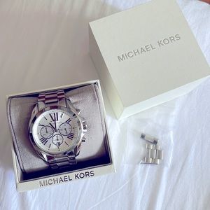 Michael Kors oversized Bradshaw Chronograph silver watch